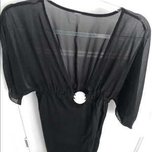 BLACK TRANSPARENT SWIMSUIT COVER UP - SMALL